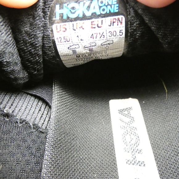 Hoka Clifton 9 Mens 12.5 D Black White Running Shoes Sneakers 1127895 BWHT main image 5